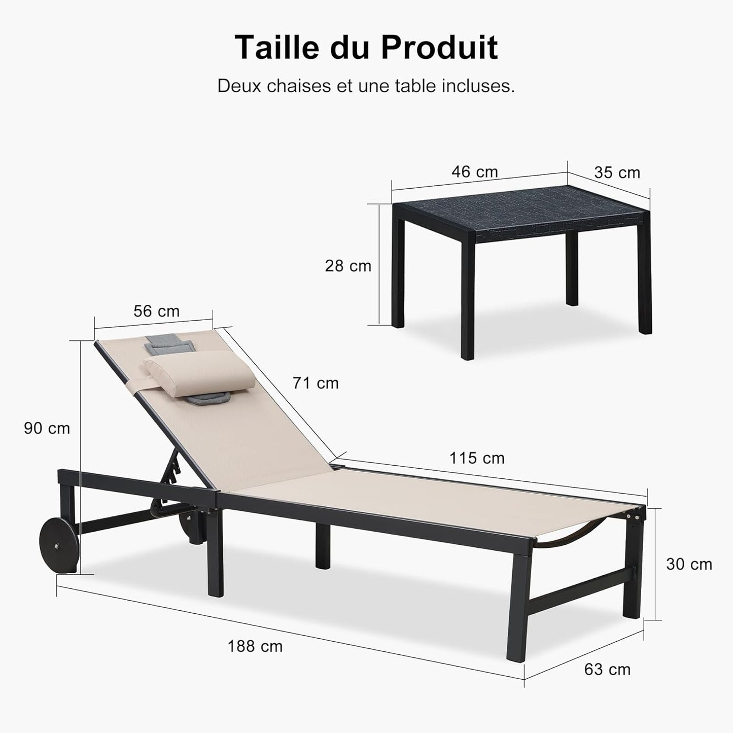 Chaise longue d'extérieur