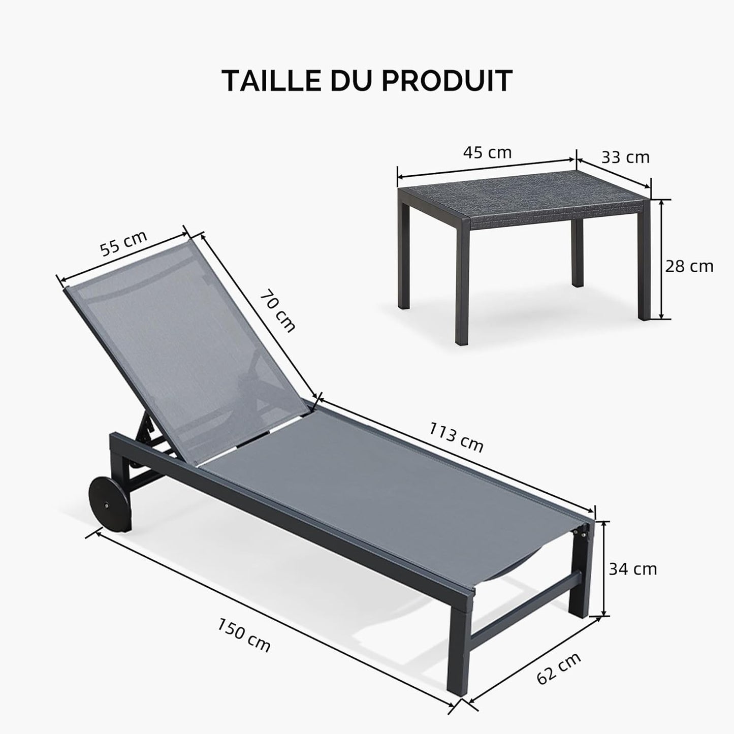 Chaise longue d'extérieur