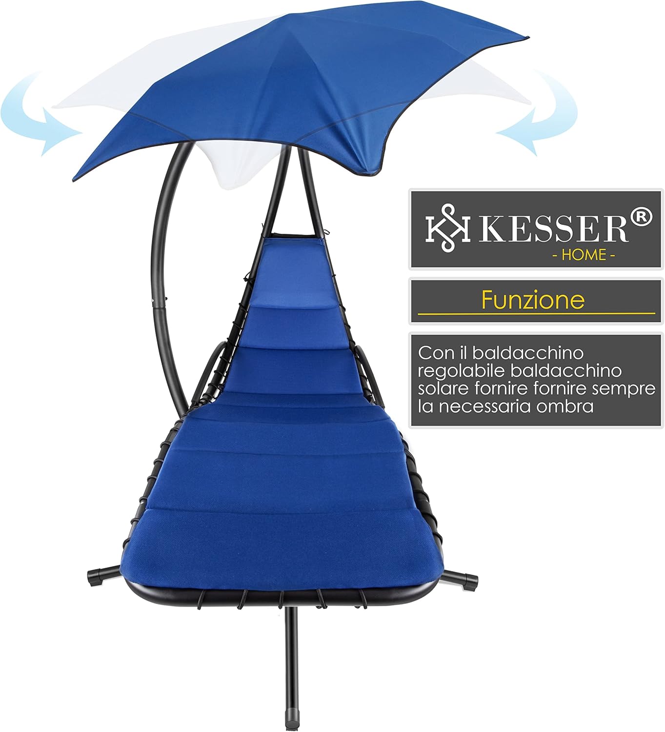 Chaise longue suspendue avec parasol et matelas inclus - Chaise longue suspendue