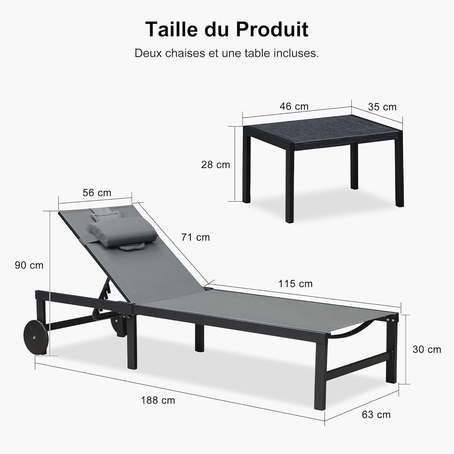 Chaise longue d'extérieur