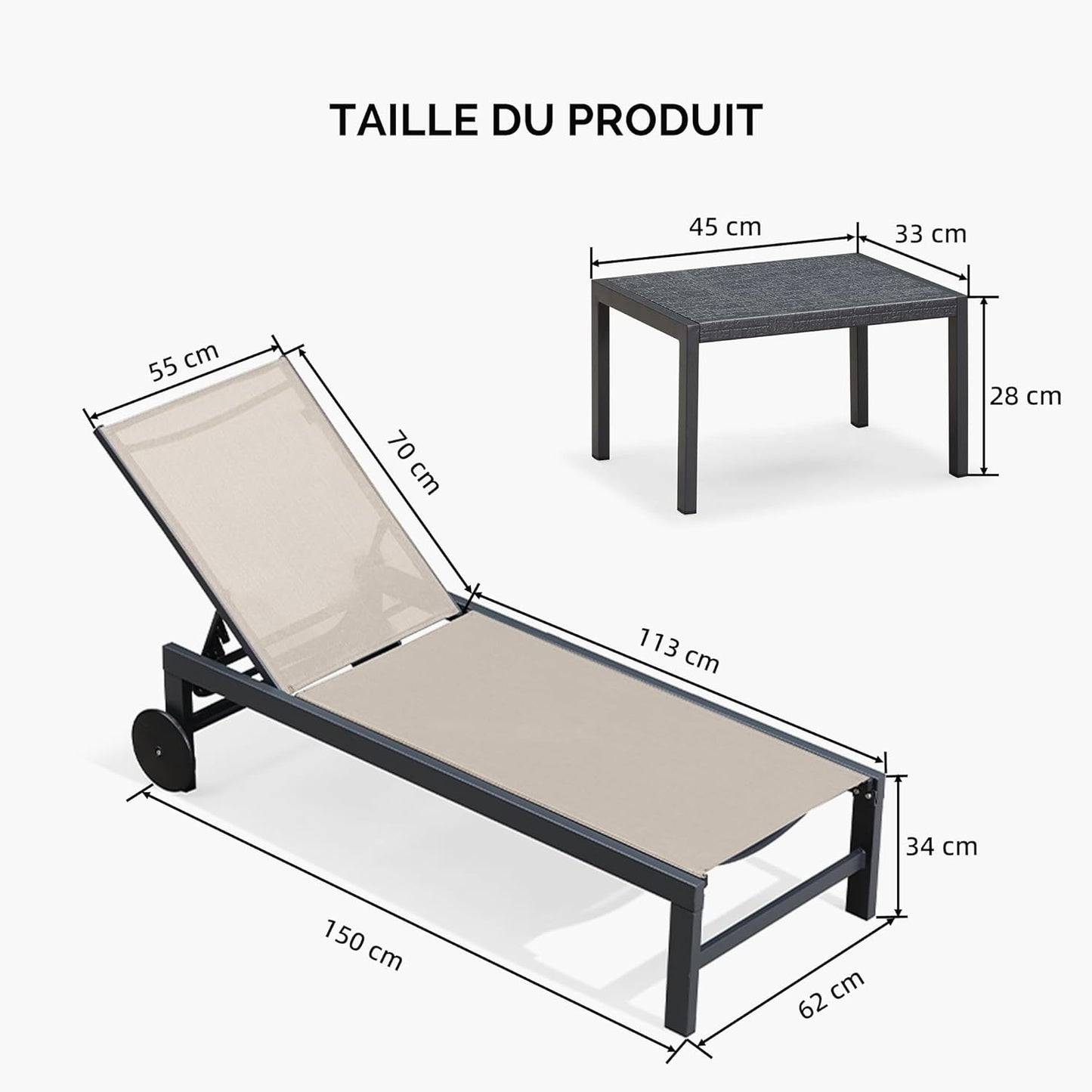 Chaise longue d'extérieur