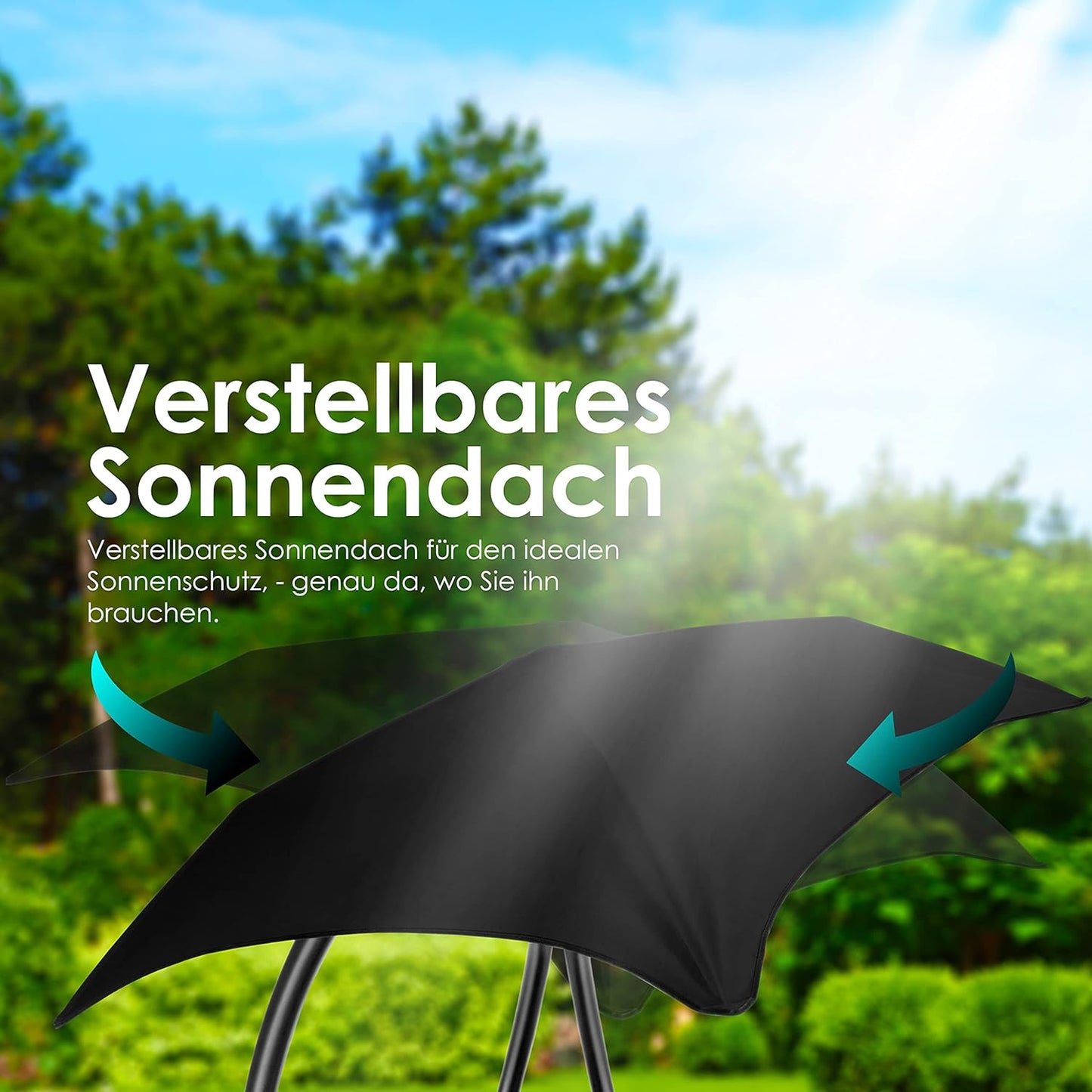 Chaise longue suspendue avec parasol et matelas inclus - Chaise longue suspendue
