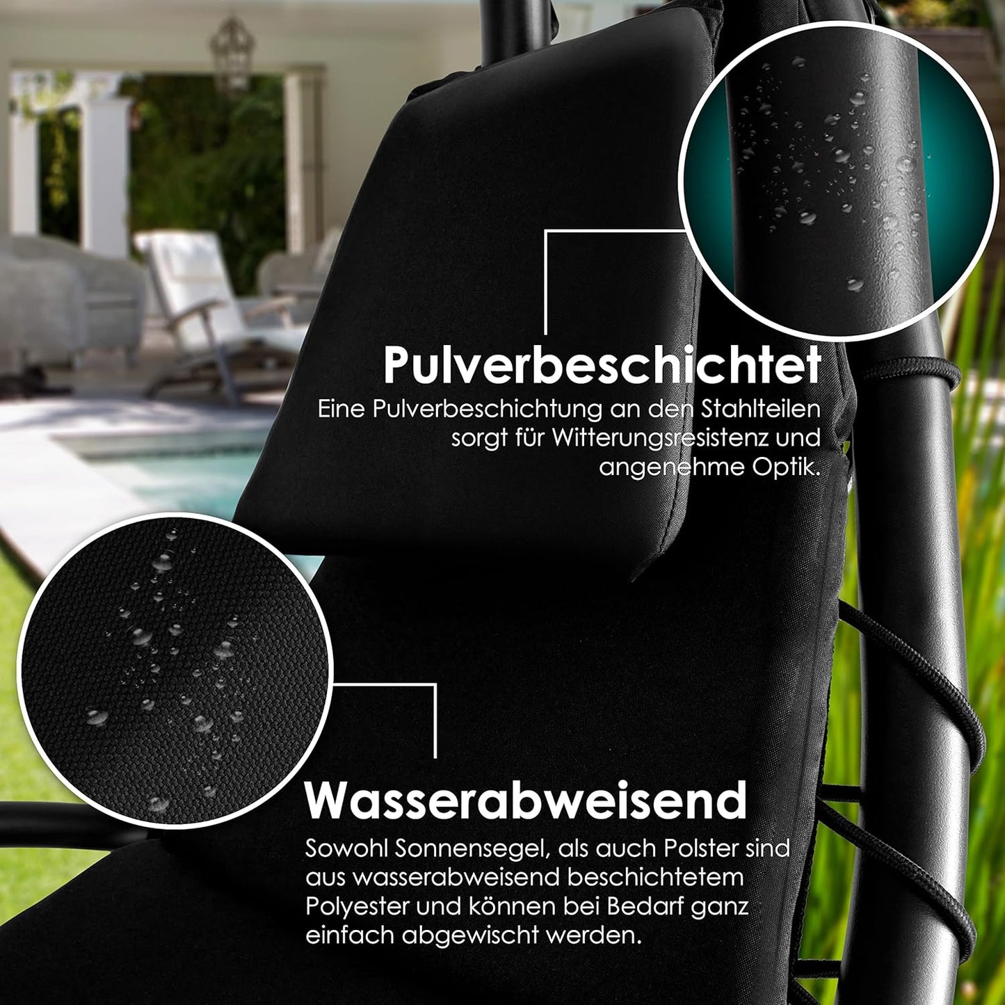 Chaise longue suspendue avec parasol et matelas inclus - Chaise longue suspendue