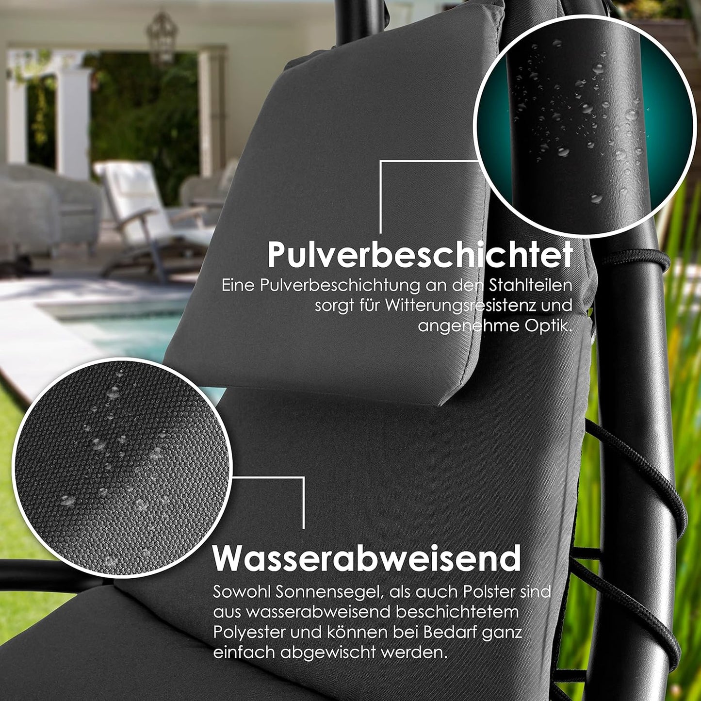 Chaise longue suspendue avec parasol et matelas inclus - Chaise longue suspendue
