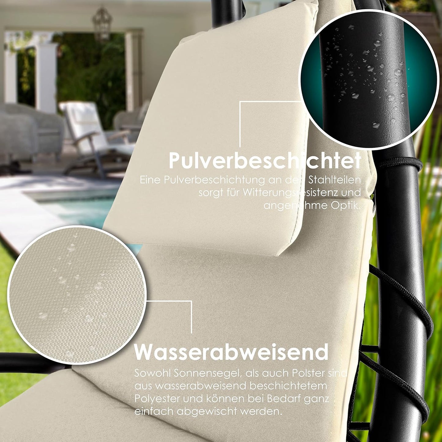 Chaise longue suspendue avec parasol et matelas inclus - Chaise longue suspendue