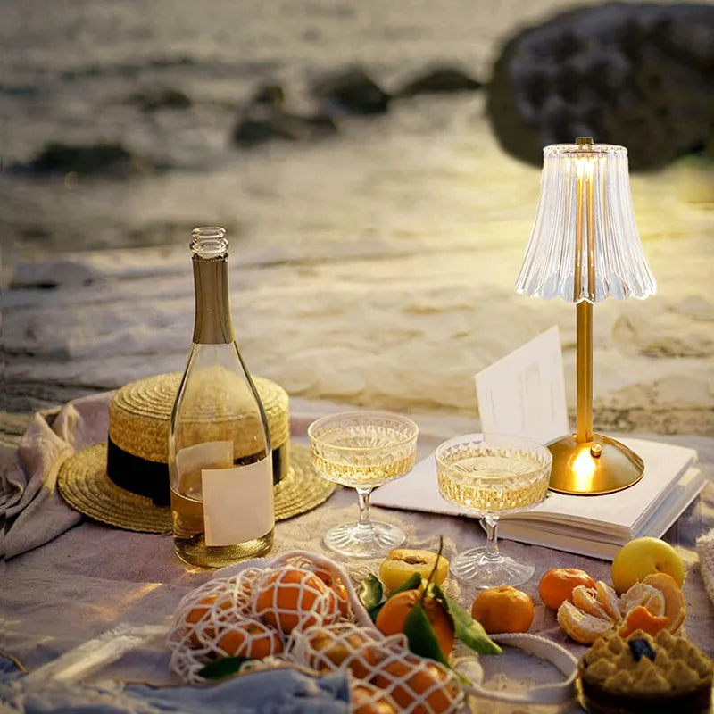 Éclat Cristal - Lampe de Table Luxueuse Sans Fil