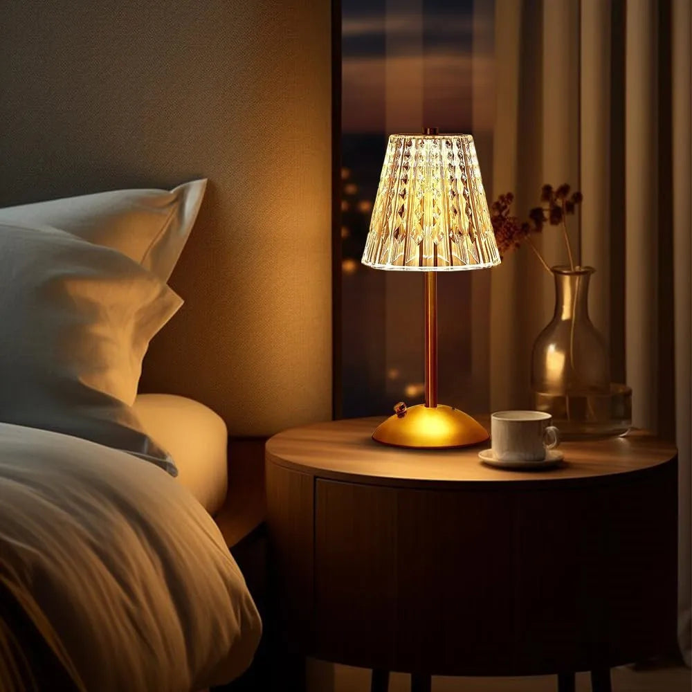 Éclat Cristal - Lampe de Table Luxueuse Sans Fil