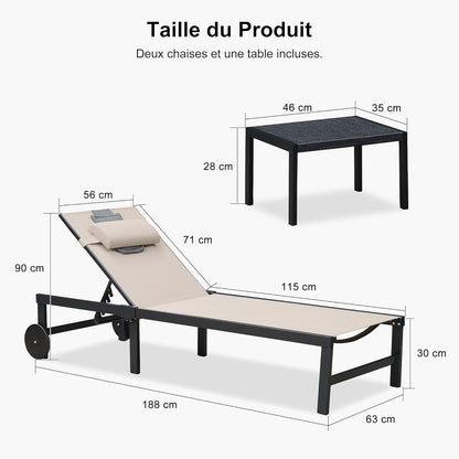 Chaise longue d'extérieur
