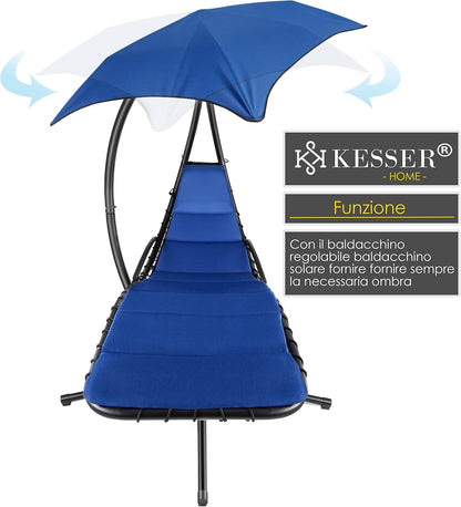 Chaise longue suspendue avec parasol et matelas inclus - Chaise longue suspendue