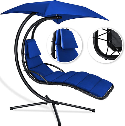 Chaise longue suspendue avec parasol et matelas inclus - Chaise longue suspendue