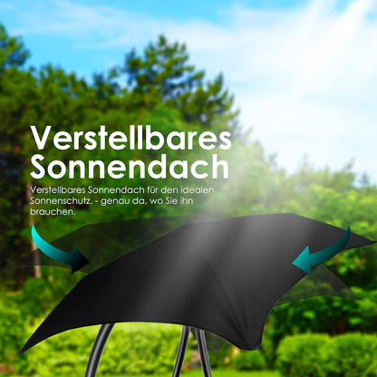 Chaise longue suspendue avec parasol et matelas inclus - Chaise longue suspendue