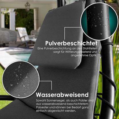 Chaise longue suspendue avec parasol et matelas inclus - Chaise longue suspendue