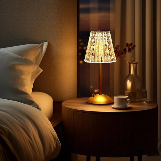 Éclat Cristal - Lampe de Table Luxueuse Sans Fil